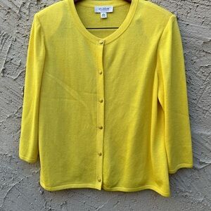 St. John Collection Women's Vibrant Yellow Cardigan Vintage Wool Rayon VTG